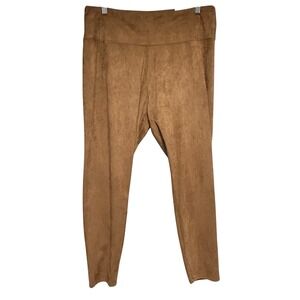 Soft Surroundings Faux Suede Leggings Womens L Saddle Ankle Stretch Pull On NWT